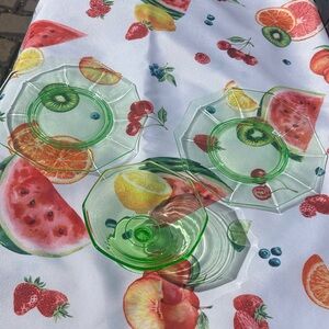 Uranium glass Dessert Plates and Compote - Set of 3